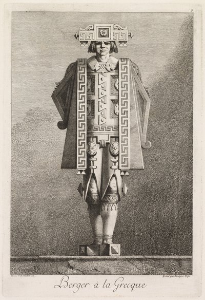 Græsk maskerade: Shepherd a la Grecque Plate 5, 1771. af Benigno Bossi
