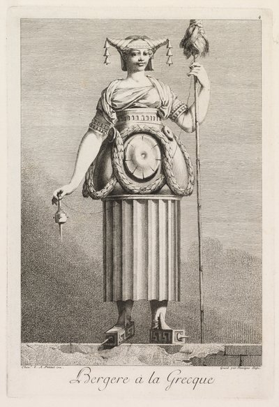 Masquerade à la Grecque: Hyrdinde à la Grecque Plate 4, 1771. af Benigno Bossi