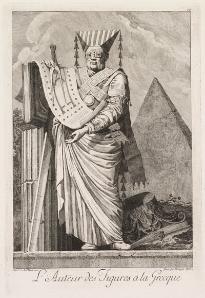 Masquerade à la Grecque: Forfatteren af ​​pladegræske figurer 10, 1771. af Benigno Bossi