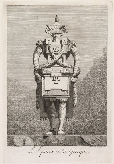 Masquerade à la Grecque: Brudgommen à la Grecque Plate 7, 1771. af Benigno Bossi