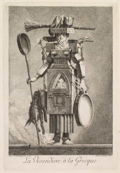 Masquerade à la Grecque: La Vivandière à la Grecque Plate 2, 1771. af Benigno Bossi