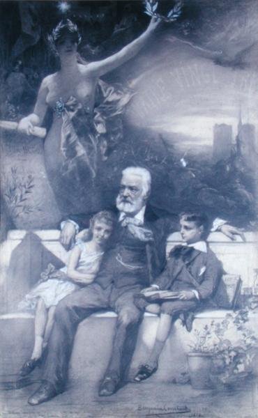 Victor Hugo (1802-85) og hans børnebørn af Benjamin  Constant