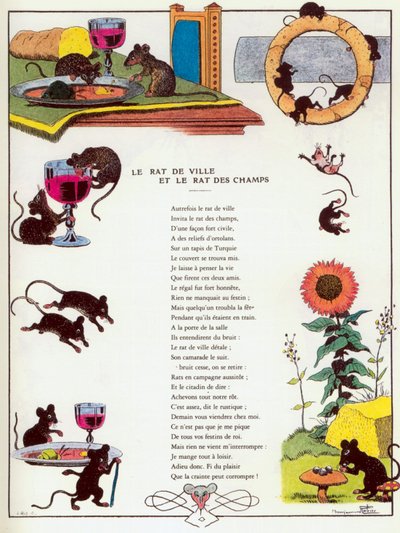 Bymusen og landmusen, illustration fra 