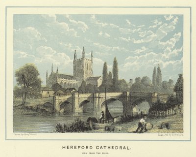 Hereford Cathedral, udsigt fra floden af Benjamin Baud