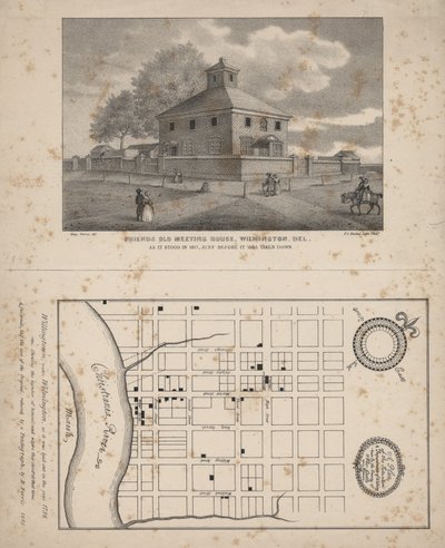 Friends Old Meeting House, Wilmington, Delaware, litho af P.S. Duval, 1845 af Benjamin Ferris
