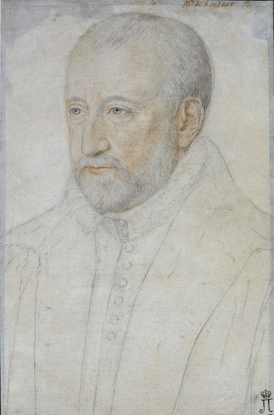 Portræt af Pierre de Ronsard (1524-1585) af Foulon, Benjamin (ca. 1550-ca. 1612). Sort kridt og sangvinsk på papir, størrelse: 33x23, anden halvdel af det 16. århundrede, State Hermitage, St. Petersburg af Benjamin Foulon