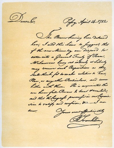 Brev fra Benjamin Franklin til David Hartley MP, 14. april 1782. af Benjamin Franklin