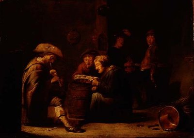 Interiør på værtshus med to sangere og en sækkepibespiller (panel) af Benjamin Gerritsz. Cuyp