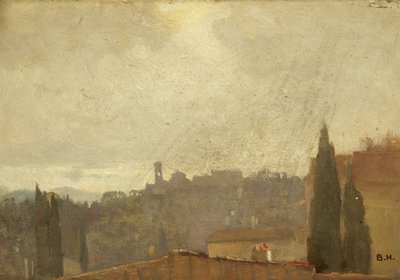 San Miniato, Firenze (olie på panel) af Benjamin Haughton