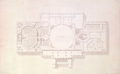 Plan over hovedhistorien om Capitol, USA, 1806 af Benjamin Henry Latrobe