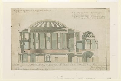 Sektion af US Capitol South Wing, 1803 (pen og blæk med vask på papir) af Benjamin Henry Latrobe