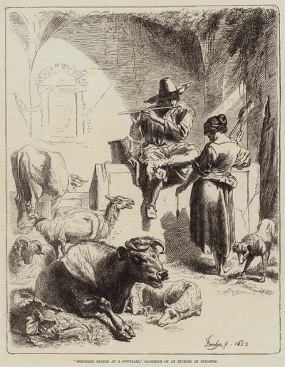 Hyrde siddende ved et springvand af Benjamin Herring