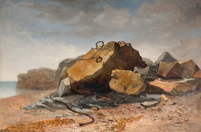 Strandscene, Marazion, Cornwall, 1860. af Benjamin Johnson