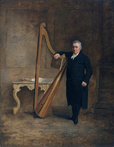 Harpespiller hos Corbet-familien i Griffith Owen, ca. 1812 (olie på lærred) af Benjamin Marshall