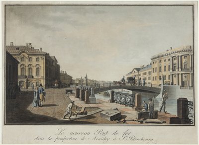 Udsigt over den grønne bro i Sankt Petersborg - Benjamin Paterssen (1748-1815). Radering, akvarel, efter 1808. Statens Museum for Sankt Petersborgs Historie af Benjamin Patersson