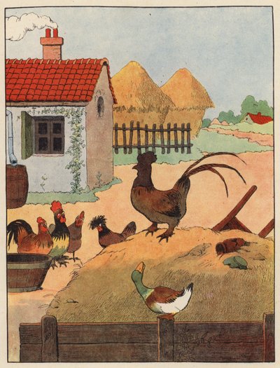 Illustration til Chantecler af Benjamin Rabier (farve litho) af Benjamin Rabier