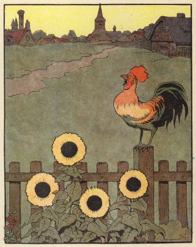 Illustration til Chantecler af Benjamin Rabier (farve litho) af Benjamin Rabier