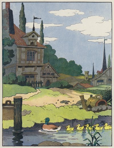 Gråænd og hendes ællinger af Benjamin Rabier