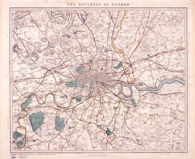 Kort over London, c1860 af Benjamin Rees Davies