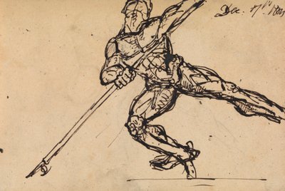 Figurstudie af en nøgen mand med et spyd af Benjamin Robert Haydon