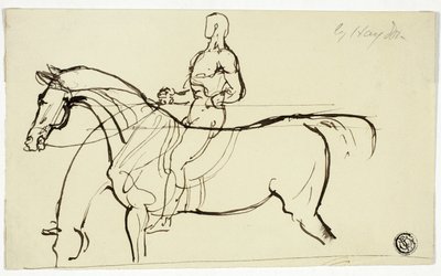 Skitse af hest og rytter af Benjamin Robert Haydon