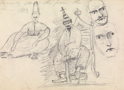 Studie af to siddende mænd i deres traditionelle dragt af Benjamin Robert Haydon