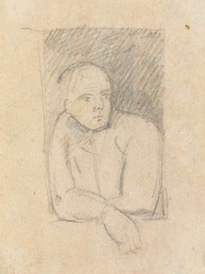 Studie af en figur, der læner sig ud af et vindue af Benjamin Robert Haydon