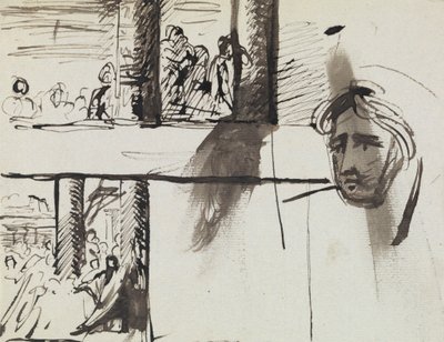 Studie af en gruppe af figurer og en undersøgelse af en mands hoved af Benjamin Robert Haydon