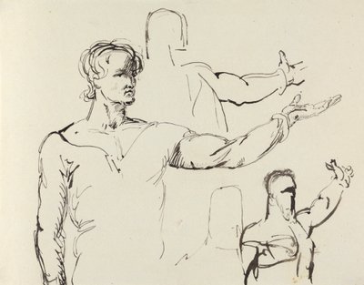 Studie af en mand med strakt arm af Benjamin Robert Haydon