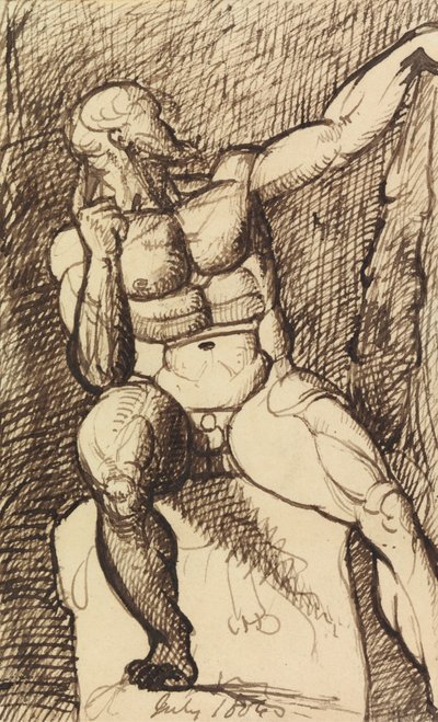 Studie af en siddende nøgen mand af Benjamin Robert Haydon