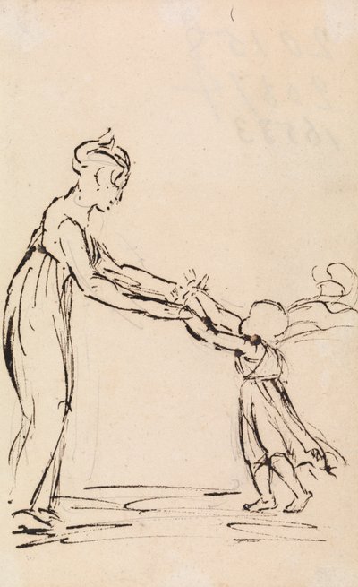 Studie af en kvinde og et barn, der leger af Benjamin Robert Haydon
