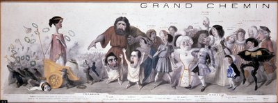 Le grand chemin de la postity: repræsentation af tragedie og komedie - Litografi af Benjamin Roubaud, Maison de Balzac, Paris af Benjamin Roubaud