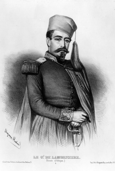 Portræt af Louis Juchault de Lamoriciere (1806-1865), fransk general (tegning) af Benjamin Roubaud