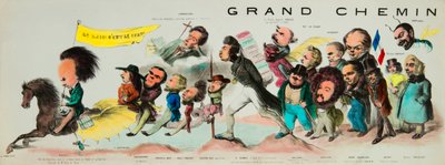 Eftertidens store ridning. (Monte på den romantiske Pegase, Victor Hugo (1802-1885), kongen af Hugolatres, våben af hans gode blad af Toledo og bærer Notre-Dame de Paris banner, tog Theophile Gautier (1811-1872), Bernard Adolphe Granier af Benjamin Roubaud