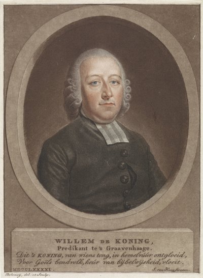 Portræt af pastor Willem de Koning af Benjamin Samuel Bolomey