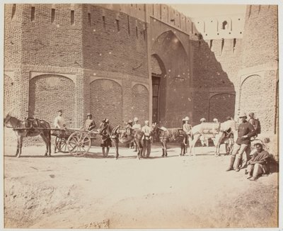 Durani Gate, Heyland Cart og Pack Mules, der viser de forskellige slags pakkesadler, Kandahar af Benjamin Simpson
