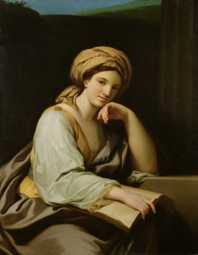 En sibylle med en bog, efter et maleri af Raphael Mengs (1728-79), ca. 1761 (olie på lærred) af Benjamin West