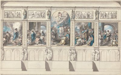 Design til en mur af kapellet for den åbenbarede religion af Benjamin West