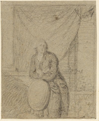 Portræt af en mand, der står foran et vindue af Benjamin West