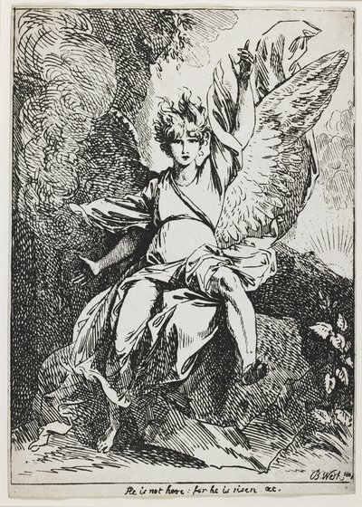 Opstandelsens engel, fra "Eksempler af polyautografi" af Benjamin West