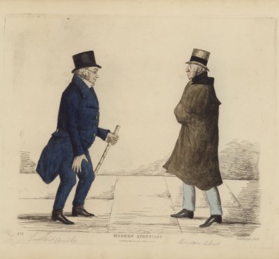 Fremtrædende Edinburghianere, alias moderne athenere, generalløjtnant George R Ainslie, Bindon Blood, Esq, of Cranacher (farvet gravering) af Benjamin William Crombie