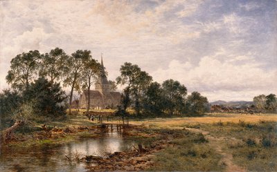 Shere Church, Surrey af Benjamin Williams Leader