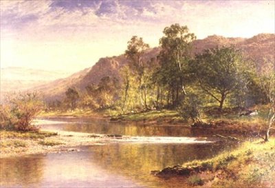 The River Running into Derwentwater (olie på lærred) af Benjamin Williams Leader