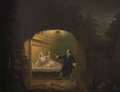 David Garrick og George Anne Bellamy i "Romeo og Julie", akt V, Scene iii af Benjamin Wilson