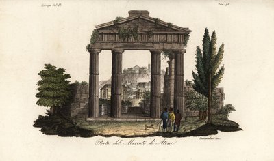 Ruinerne af Athena Archegetis port, ved det romerske agora eller Forum Romanum, Athen, Grækenland af Bennardoni Bennardoni