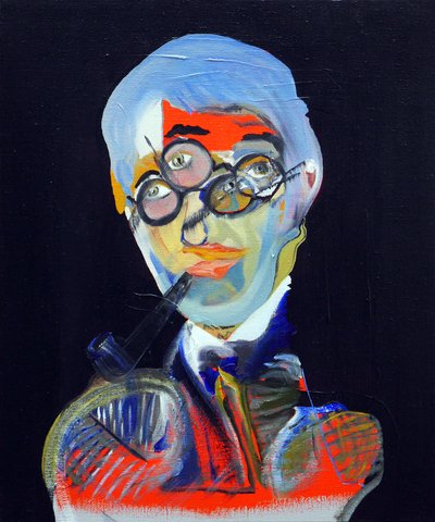 50 store forfattere i historien: Jean-Paul Sartre, 2015 (olie og akryl på lærred) af Benoit Erwann Boucherot