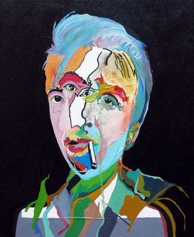 50 store forfattere i historien: Roland Barthes, 2015 (olie og akryl på lærred) af Benoit Erwann Boucherot