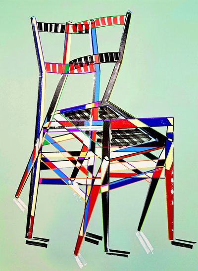 Chaise - superleggera, efter Gio Ponti, 2016 (olie på hørlærred) af Benoit Erwann Boucherot