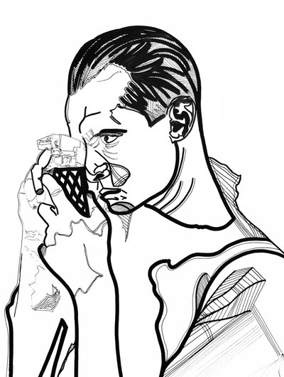 Entre-deux 12, 2022 (akryl på papir) af Benoit Erwann Boucherot