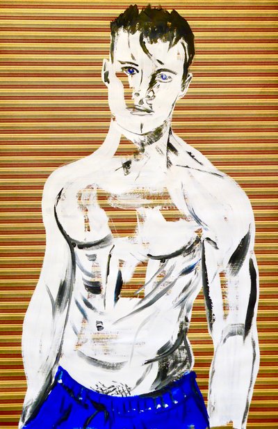Masculin japonais 7, 2020 (akryl på silketrykt japansk papir) af Benoit Erwann Boucherot